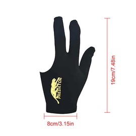 Tokaneit Billiard Gloves, 3 Finger Cue Gloves, Billiard Gloves, Snooker Cue Gloves, Unisex, Stretchy, for Billiard Accessories, Pack of 6, Black, 8 x 19 cm