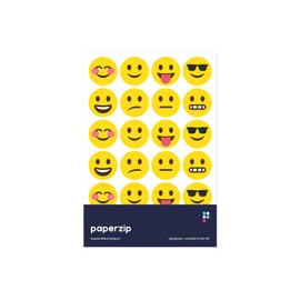 PAPERZIP – Happy and Sad Emoji Faces – 48 Stickers, 24mm, for Children, Teachers, Parents