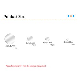 JCLcbt Acrylic Mirror Tiles Frameless Round Wall Mirrors Mirror Tiles Round Wall-Mount Mirrors with Acrylic Double Sided Adhesive for Bedroom Bathroom Craft (52 Pcs, 1/2/3/5 Inch)