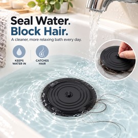 6-Inch Silicone Drain Stopper for Sink & Tub – Flexible Flat Drain Cover for Bathroom, Kitchen & Travel