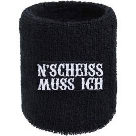 N Scheiss muss ich Sweatband Biker Punk Embroidery Sweatband Absorbent Terry Cloth Hard Rock Rockabilly Arm Black Heavy Metal Wristband Festival Gift Sweat Bracelet