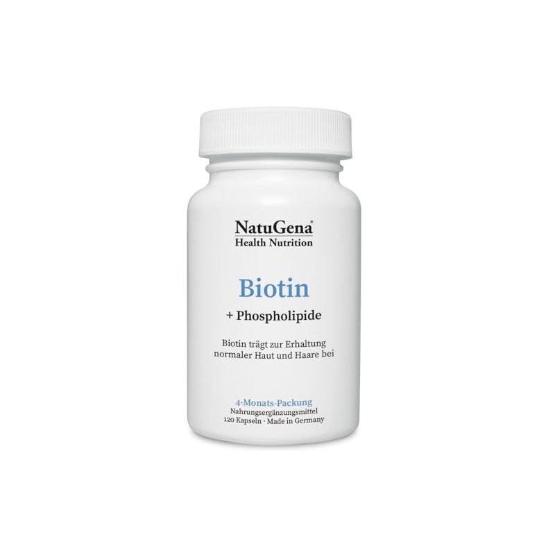 NautuGena Biotin/bioaktives Biotin & Phospholipide/ 120 Kapseln (4-Monats-Packung)