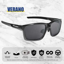 ICECUBE Verano Polarized Sports Sunglasses with Anti-slip Function, Adjustable Nose Pad and Lightweight Frame, for Men and Women Driving, Running, Baseball, Golf, Crystal grey.