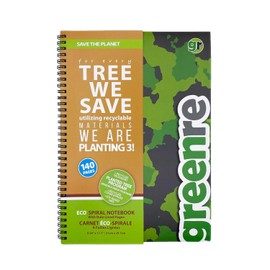 greenre™ Camo Eco-Spiral Notebook Bundle with Eco-Writing Stationary Set and greenre™ Eco-HB #2 Recycled Newspaper Pencils- Back to School Under Tree Planting Program