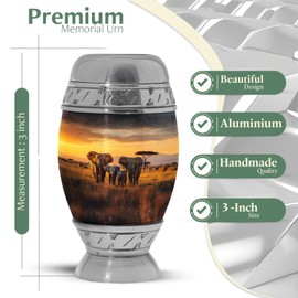 Yatskia Elephant Small Urns for Human Ashes Keepsake, Urn for Ashes for Women, (Pack of 1, 3 Inch)