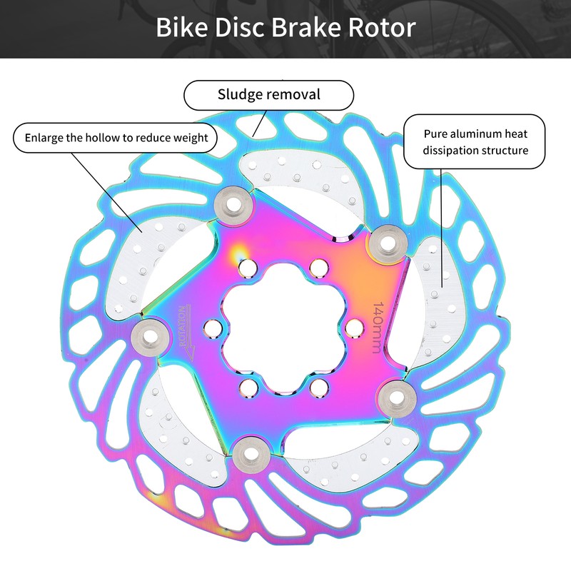 Mountain Bike TitaniumPlated Cooling Disc Brake Rotor 6 Nails Cycling