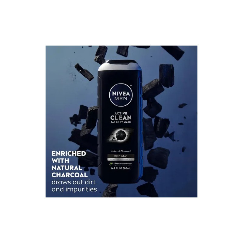 Nivea Men Active Clean Gel de Baño con Carbón Natural