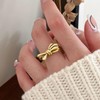 HUASAI Gold Bow Ring for Women: Non Tarnish, Adjustable, Stackable,