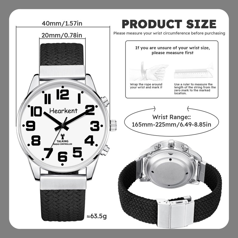 Hearkent British English Talking Watch with Large Numbers Self-Setting for