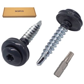 SKIR'CO Pack of 150 Sheet Metal Roofing Screws 4.8 x 35 mm Painted Self-Drilling Screws with EPDM Washers Sheet Metal Torx Screw (Anthracite Grey RAL 7016)