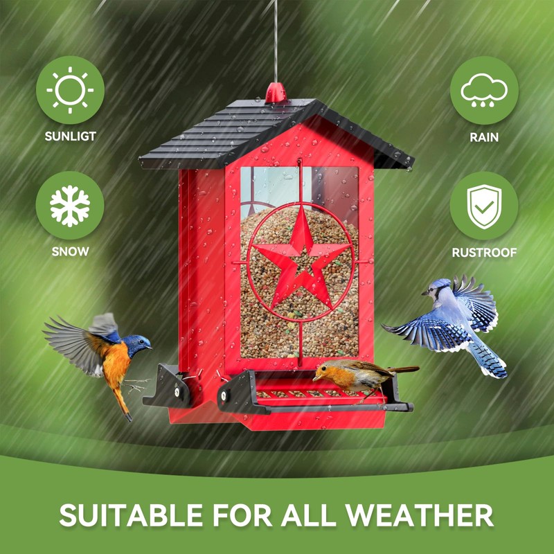 Squirrel Proof Bird Feeder for Outdoors Hanging, Metal Wild Bird