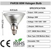 Vannise PAR38 Halogen Flood Light 80W 120V, High Output 1500LM
