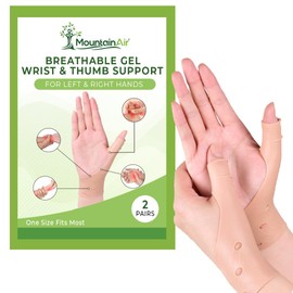MountainAir Gel Thumb Braces (4 Pcs) – Waterproof and Unisex Wrist Brace With Thumb Support- Hand Brace for Arthritis Pain– Super Soft & Comfortable – Made With Latex Rubber (Light Brown).