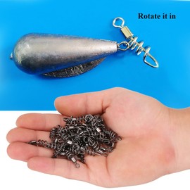 SPYMINNPOO Pack of 50 Fishing Swivels, Fishing Barrel Swivels Roll Barrel Swivels with Screw Cap Freshwater Saltwater Bait Hook Connectors Fishing Tackle Accessories (10#)