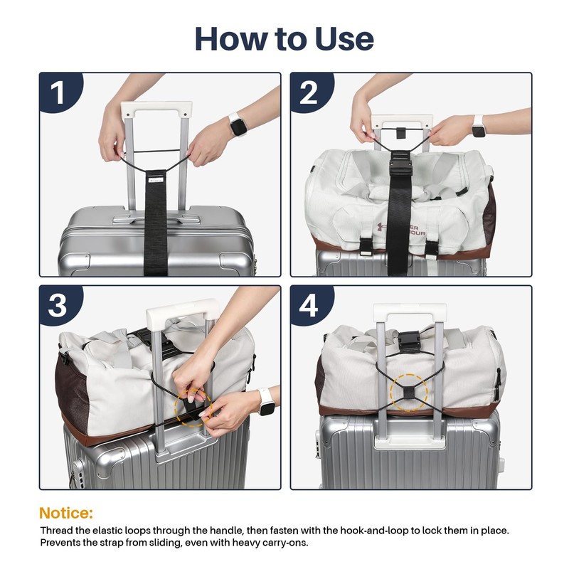Adjustable Elastic Luggage Bungee Connector Straps, Carry-On Suitcase Add Bag