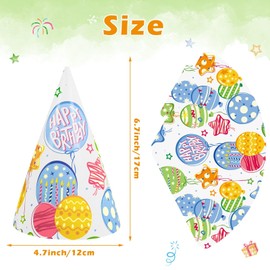 WERNNSAI Colorful Birthday Party Hats - 12 PCS Kids Birthday Party Decoration Supplies Cone Paper Hats Headwear for Kids