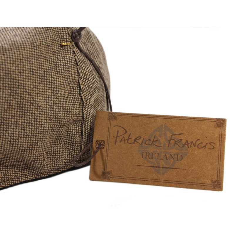 Brown Tweed Flat Cap Celtic Circle Emblem Medium