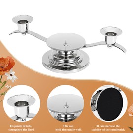 Unity Candle Holders for Weddings, AIBANZE 3 Arm Wedding Unity Candlestick Holder with Central Spike - Enhance Stability, 11.02'' x 4.33'' x 3.54', Shiny Silver