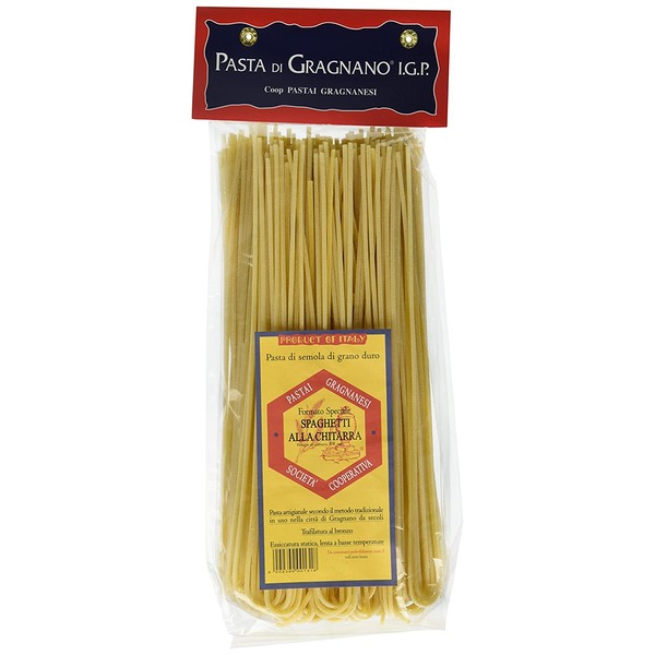 Spaghetti Alla Chitarra Organic Italian Pasta di Gragnano | I.G.P. Protected | 17.6 Ounce | 500 Gram
