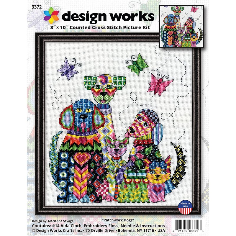 Design Works Crafts Patchwork Dogs Counted Cross Stitch Kit, Various