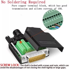 ANMBEST Db26 Male Solderless Connector Durable High Quality Copper Easy Wiring 80Mm