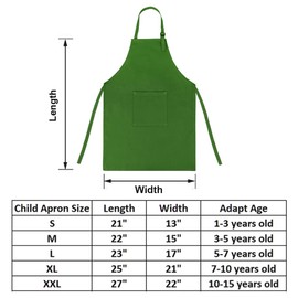 TopTie Kids Aprons with Pocket & Adjustable Strap, Child Chef Bib Apron for Kitchen Cooking Baking Painting-Kelly Green-L
