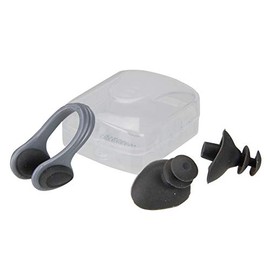 2" Gray and Black Nose Clip and Ear Plug Swimming Pool Accessory Set with Case