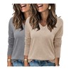 Arach&Cloz 2 Pack Womens Sweater 2024 Lightweight Soft V Neck