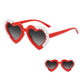 Baby Sunglasses Children's Sunglasses 3-9 Years, Polarised Children's Sunglasses, Funny Heart-Shaped Party Sunglasses, UV400 Protection, Pearl, Vintage Heart for Toddlers, Girls, Boys, Beach Party