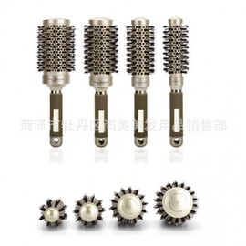Golden Cylinder Ceramic Round Brush for Curly Hair Styling Brush 4ea
