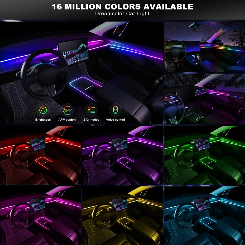 Dreamcolor Acrylic Interior Car LED Strip Light with Wireless APP,
