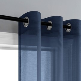 Mrs.Naturall Navy Blue Curtains 84 Inch Length for Living Room Set of 2 Panels Grommet Sheer Window Curtains for Bedroom Kids Boys Room 52x84 Inch Length Dark Blue