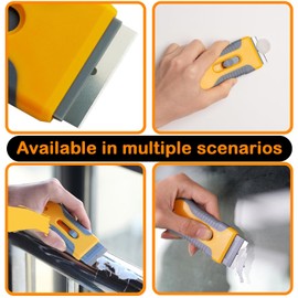 Zvorgath Razor Blade Scraper, Razor Blade Retractable, with 15pcs Extra Blades,for Removing Labels, Glue Residue, Stickers, Decals, Paint from Stovetop and Glass