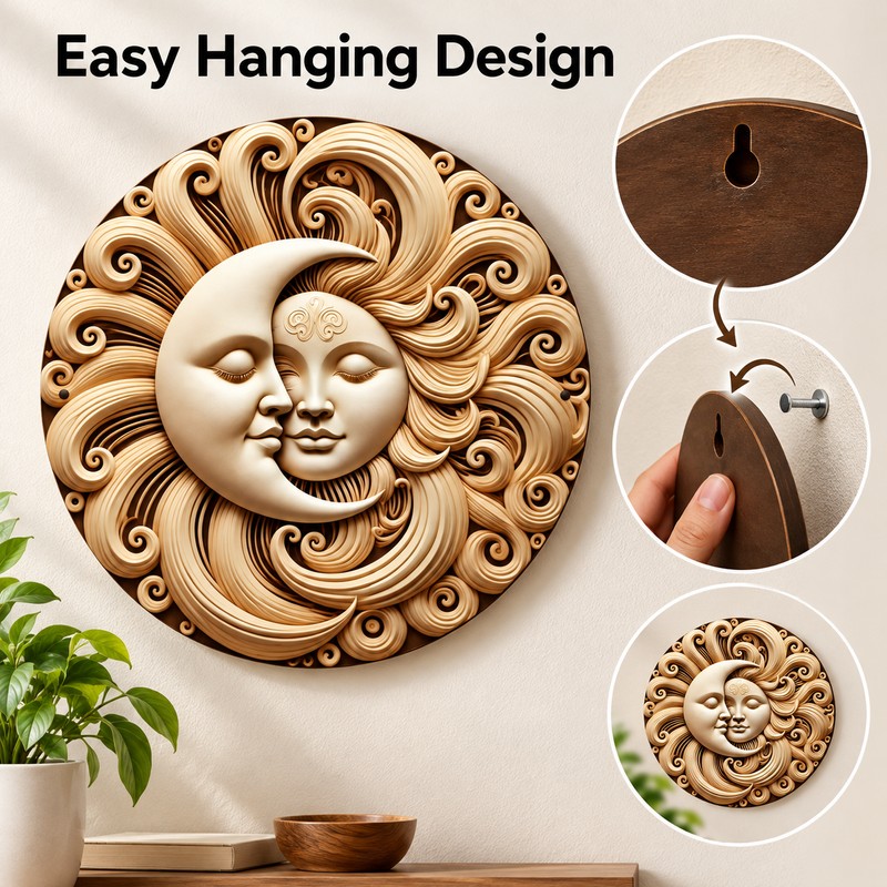 Round Sun and Moon Wall Sign – Waterproof Aluminum Garden