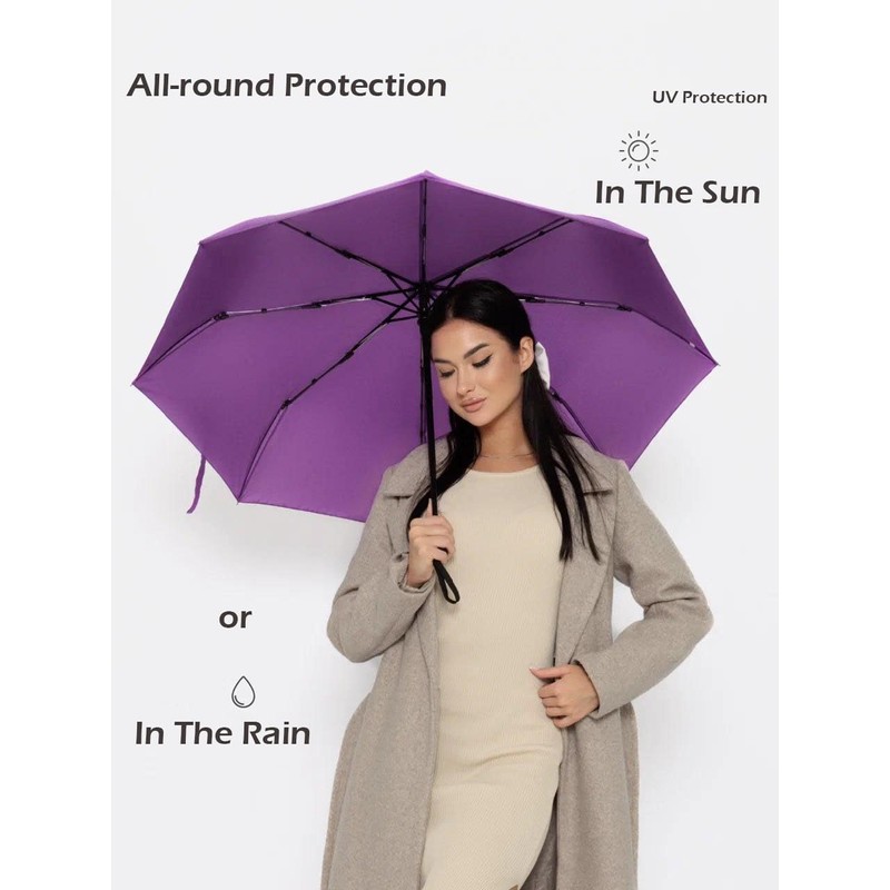 Windproof Travel Umbrella - Compact, Light, Full Automatic Open/Close -
