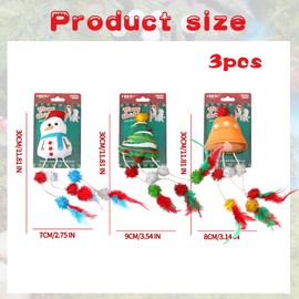 3 Pieces Christmas Pet Interactive Toys Christmas Bells Cat Catnip Toys Xmas Tree Cat Plush Feather Toys Cartoon Christmas Snowman Cat Chew Toys for Kitten Dog Puppy Festival Present Gift