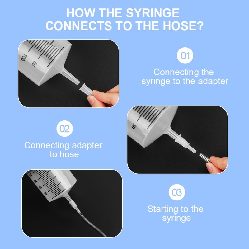 OFFCUP Large Syringe 500 ml, Plastic Syringe with 2 Hoses