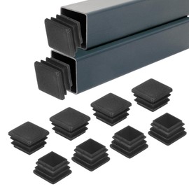 M METERXITY 50-Pack Square Tubing End Caps, 0.8Inch/20mm Plastic Tube Plugs for Square Metal Tube/Chair Legs/Pipe Post/Furniture/Fence, Bumper Tubing Plug [Black]