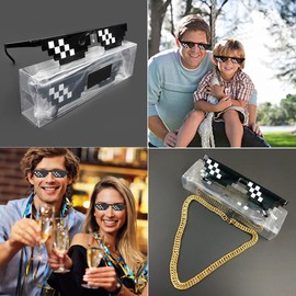 Pixel Sunglasses - 1 Party Sunglasses, Rave Glasses Funny Fast Glasses, Funny Games Glasses, Pixel Mosaic Glasses, Party Glasses, Thug Life Glasses for Adults, Children, Fancy Dress Party Accessories