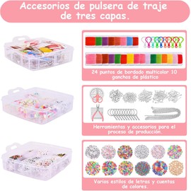 Cuentas para Pulseras, Sebami Kit para Hacer Pulseras con 4655 Piezas Accesorios, Kit Portátil de Manualidades,Cuentas para DIY con 3 Niveles de Cajas de Amacenamiento para Niños y Adultos