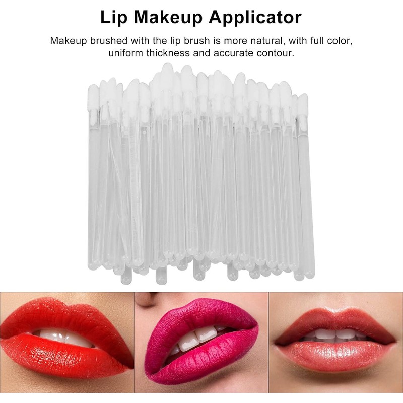 100 Uds Cepillo de Labios Mango Transparente Cepillo de Labios