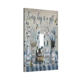 Sage Green Eucalyptus Leaves 1 Gang Single Toggle Decorative Light Switch Cover Electrical Wall Plates Farmhouse Receptacle Switchplate Faceplates for Bathroom Bedroom House