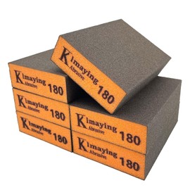 Esponja de lijado, bloque de lijado surtido de grano 180, esponja de lija húmeda y seca de doble uso para paneles de yeso, esponja de papel de lija para madera, lavable y reutilizable