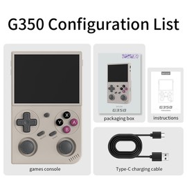 BATLEXP G350 Portable Gaming Console 3.5-inch IPS Screen Linux 64-bit WIFI Dual Joystick Motor Vibration 3200mAh - Color: Grey