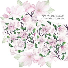 Keep Unique 20-ct 13x13 Flowers Paper Rose Luncheon Decoupage Napkins, 3-Ply Servilletas Printed Cocktail Napkin for Art, Dinner and Party, Disposable Napkins Decor (White Magnolia, Pack of 3)