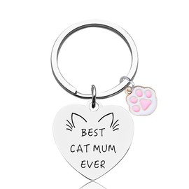 Cat Mum Birthday Gifts for Girls Women Best Cat Mom Keyring Gift for Cat Mums Keychain Gifts for Cat Lover Owner Cat Themed Gifts for Girlfriend Cat Mummy Mothers Day Gifts for Cat Mama Bestie