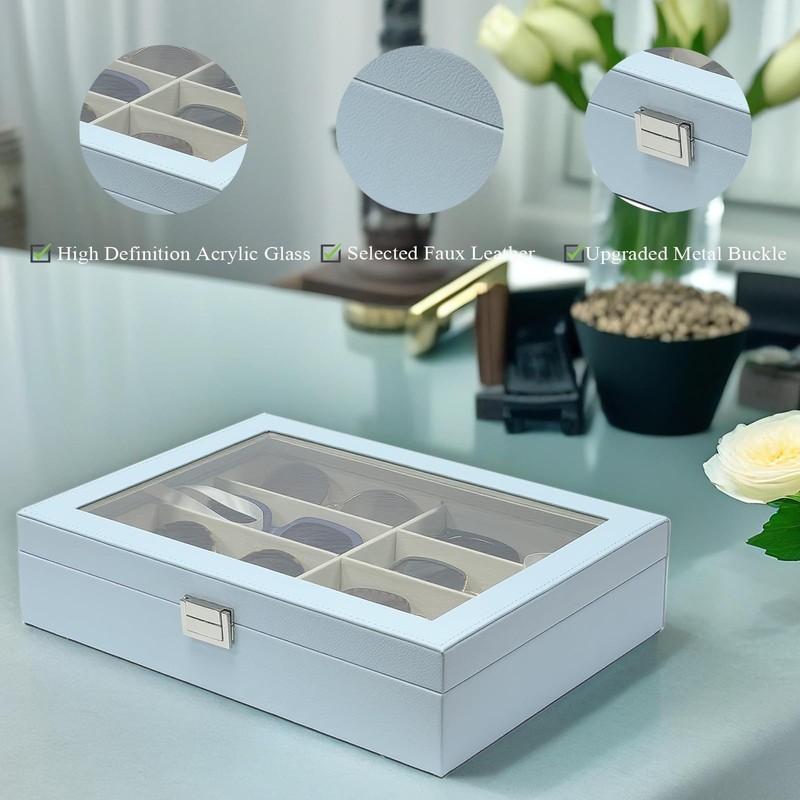 UnionPlus 8-Slots Sunglasses Case Organizer, Eyeglass Glasses Display Holder Collector,