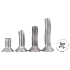 M2-0.4 x 10mm Flat Countersunk Head Machine Screws, Phillips Drive, Cross Screw，304 Stainless Steel,A2-70,GB819,Full Thread,Fasteners Bolts 100 PCS