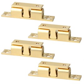 Alise Double Roller Catch Cabinet Latches,Adjustable Double Ball Tension Roller Catch Latch Brass Cabinet Door Latch,67mm Solid Brass Cabinet Latches and Catches,Pack of 4