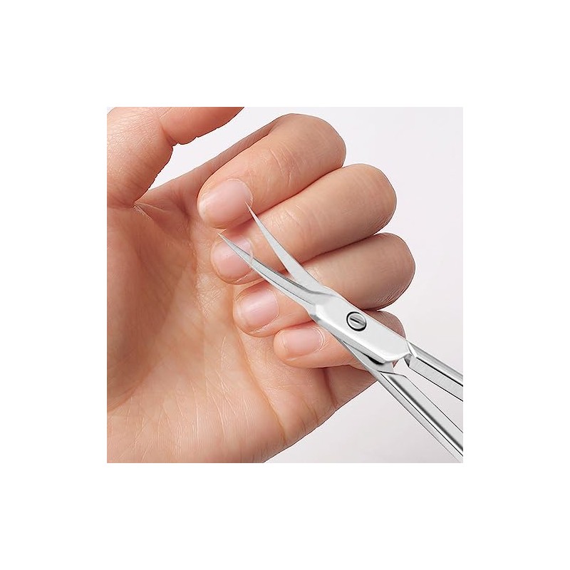 Tijeras para Cortar Cutículas de Manicura, Curva Fina, Acero Inoxidable